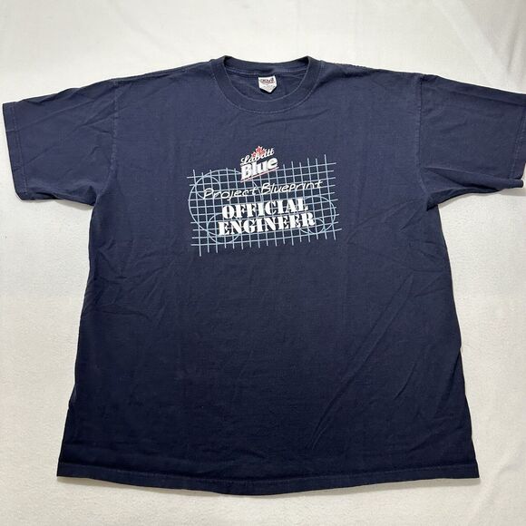Anvil Other - Labatt Blue Project Blueprint Official Engineer Men's XL Blue Graphic T Shirt